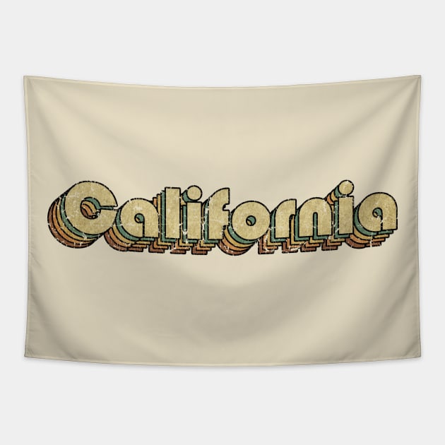 California // Vintage Rainbow Typography Style // 70s Tapestry by JULIAN AKBAR PROJECT