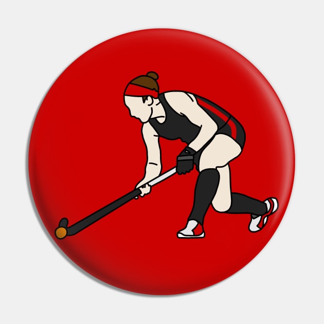 Field Hockey Player Red Pin by Hydroxyl Design