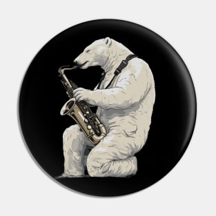 Polar Bear Playing Saxophone Pin
