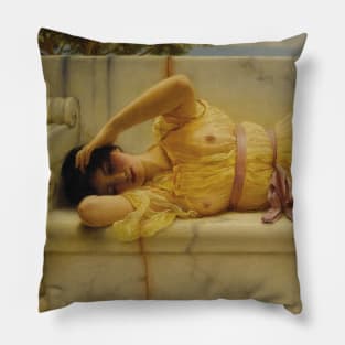 Girl in Yellow Drapery by John William Godward Pillow