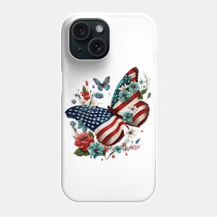 Patriotic Butterfly, 4th of July Design Phone Case