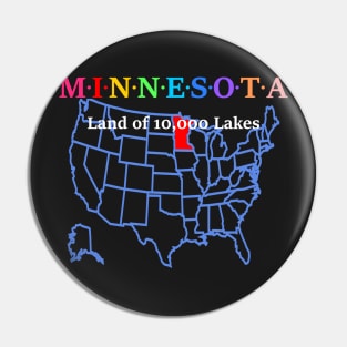 Minnesota, USA. North Star State. With Map. Pin