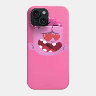 Cute pink brain monster with heart eye Phone Case