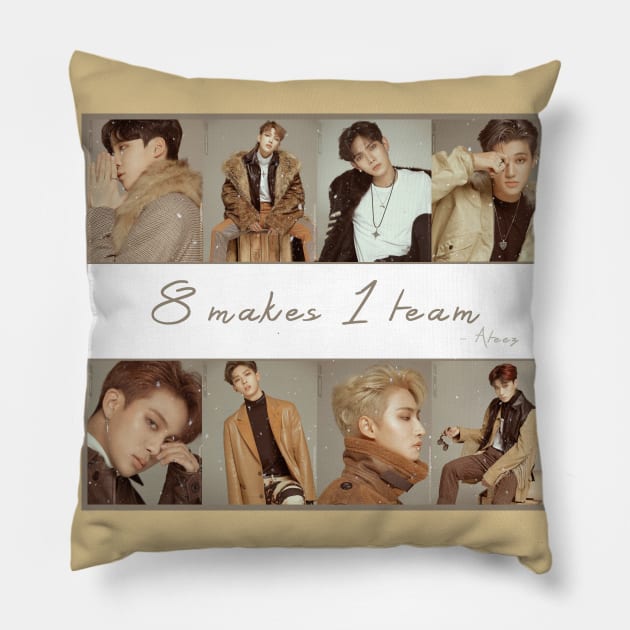 ATEEZ - 8 makes 1 team Pillow by nicolesdesigns