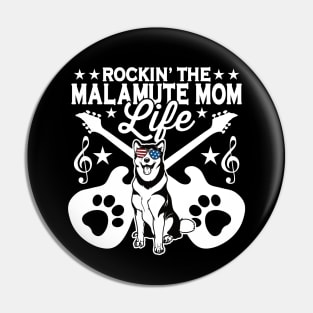 Rockin The Alaskan Malamute Mom Life Dog Lover Guitar Musician Pin