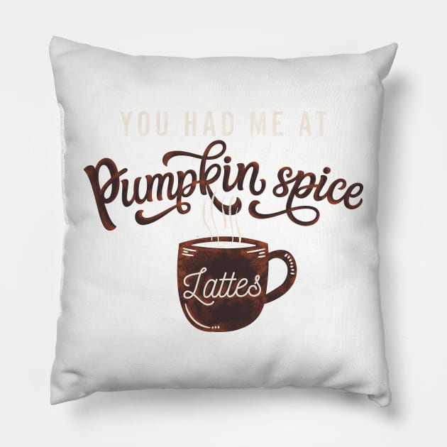 Pumpkin spice lattes Pillow by LifeTime Design