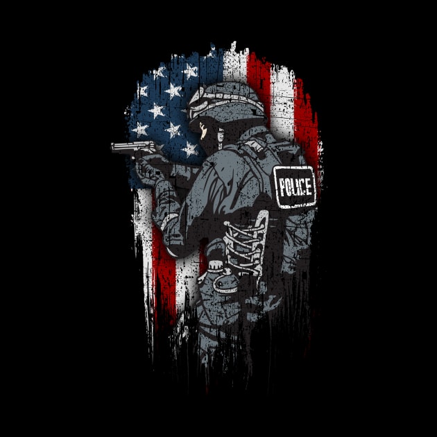 Police American Flag SWAT Cop Law Enforcement by RadStar