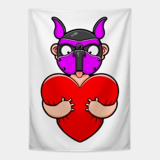 Gay Pink Pup Hug Tapestry