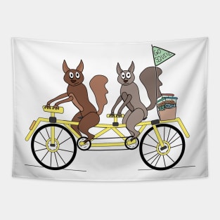 Squirrels on a tandem bike Tapestry