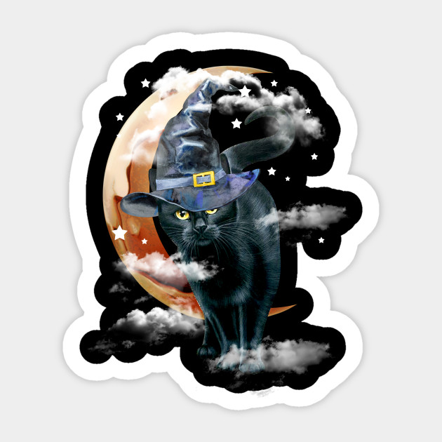 Vintage Scary Halloween Black Cat Costume Witch Hat Cat Witch