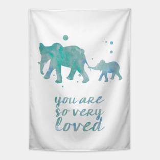 Elephant You Are So Very Loved Watercolor Painting Tapestry