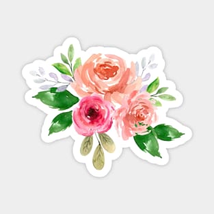 WATERCOLOR OLD GARDEN WILD AND MODERN ROSES PAINTING Magnet