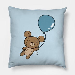 Blue Balloon Teddy Bear Pillow