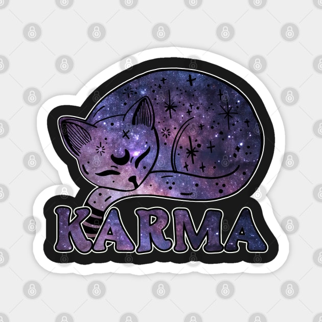 Me an Karma vibe like that Funny lazy cat Magnet by masterpiecesai