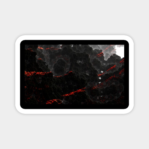 Black volcanic rock print. Black red mountains Magnet by Pink Dessert