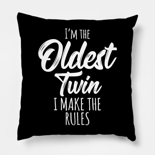 Twins Matching Birthday Sibling Oldest Twin Pillow by Pennelli Studio