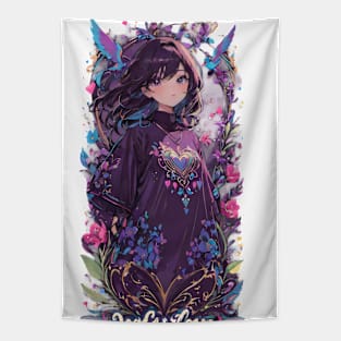 Anime girl on valentine's day Tapestry