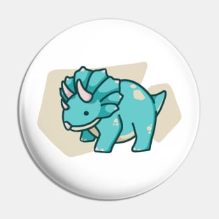 Cute chubby blue dinosaur, dino, triceratops Pin