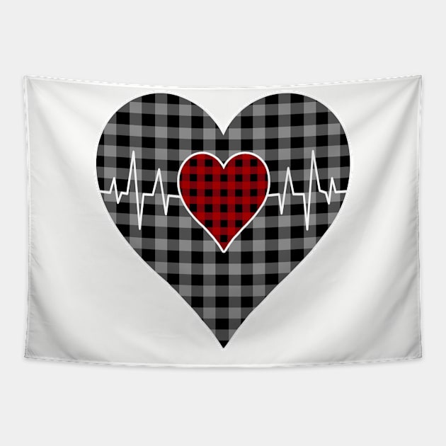 Women’s Striped Plaid Printed Heart Valentine's Day Tapestry by Nicolas5red1