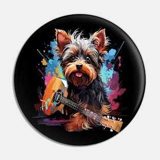 Yorkshire Terrier Playing Guitar Pin