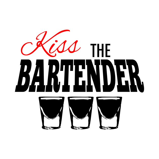 Kiss the Bartender Shot Glass in Black Text by WordWind