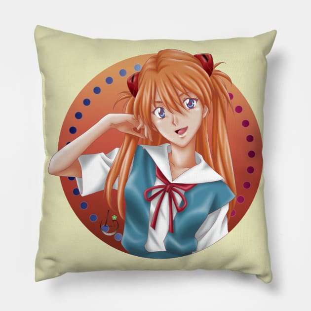 Asuka Sohryu Langley Pillow by AudreyWagnerArt