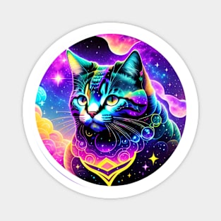 Kawaii Cat Cute Animals Colorful Galaxy Design Magnet