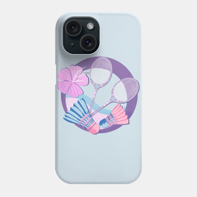 Tropical badminton badge - pastel purple and pink Phone Case by Home Cyn Home 