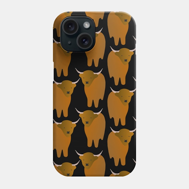 Cute Highland Cattle Pattern Phone Case by Davey's Designs