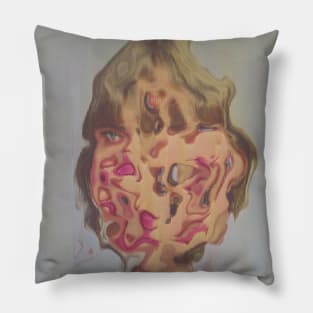 VIRGINIA - Surreal Face Glitch Aesthetic Art Pillow