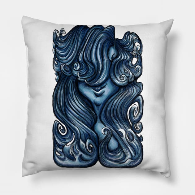 Luscious Locks - Sailor Blue Pillow by BigNoseArt