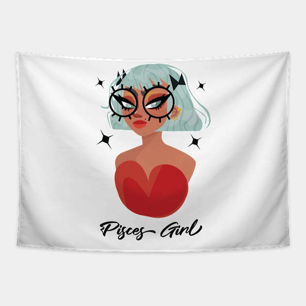 Pisces Girl Zodiac Sign Astrology Tapestry by Science Puns