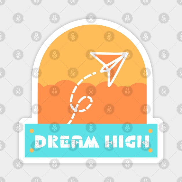 DREAM HIGH PAPER PLANE Minimalist Illustration Magnet by Mirai Designs