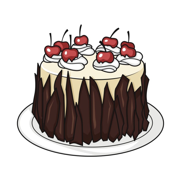 Black Forest cake cartoon illustration by Miss Cartoon