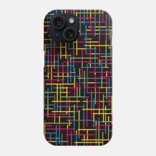 Colourful Intersecting Lines Pattern (Black) Phone Case