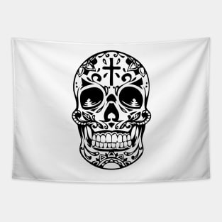 Black and white skeleton head design Tapestry