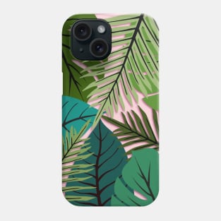 Tropical Leaf Selection Green and Pink Phone Case