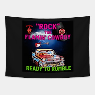 Rock the Flamin Cowboy Ready to Rumble Tapestry