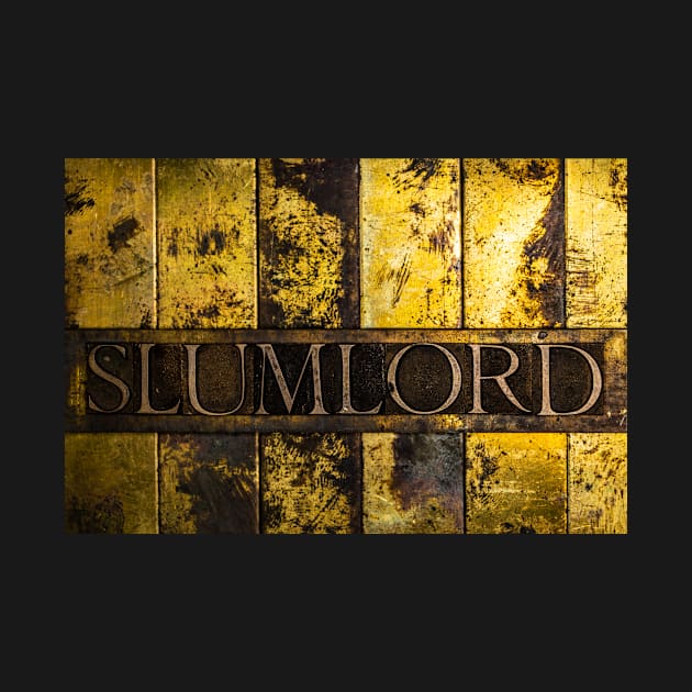 SLUMLORD text on grunge copper and gold background by IHX