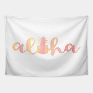 Pink and Yellow Watercolor Aloha Tapestry