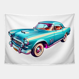Colored Classic Car Design in Vibrant Vector Style Tapestry