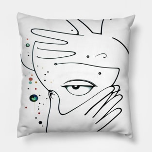 aesthetic minimalistic drawing female face Abstract line art Case Pillow