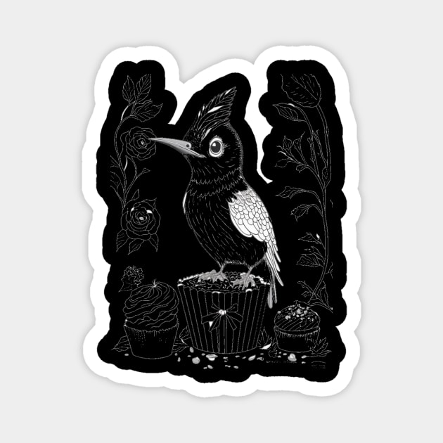 WOODPECKER AT TEA PARTY Magnet by HTA DESIGNS