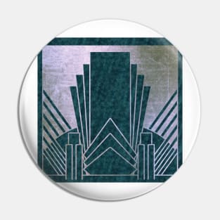 Art Deco glamour - teal and silver Pin
