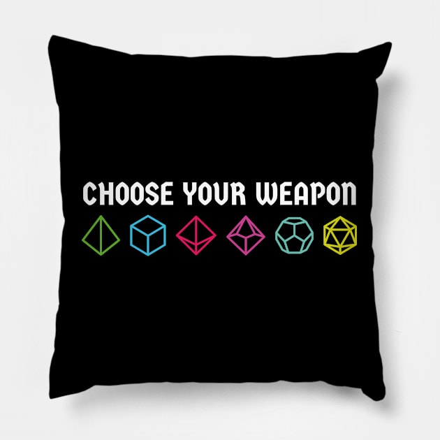 Choose your weapon Pillow by ShirtBricks