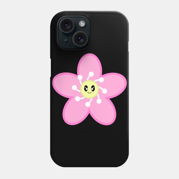 Cute Cherry Blossom Sakura Flower in Black Phone Case by Kelly Gigi