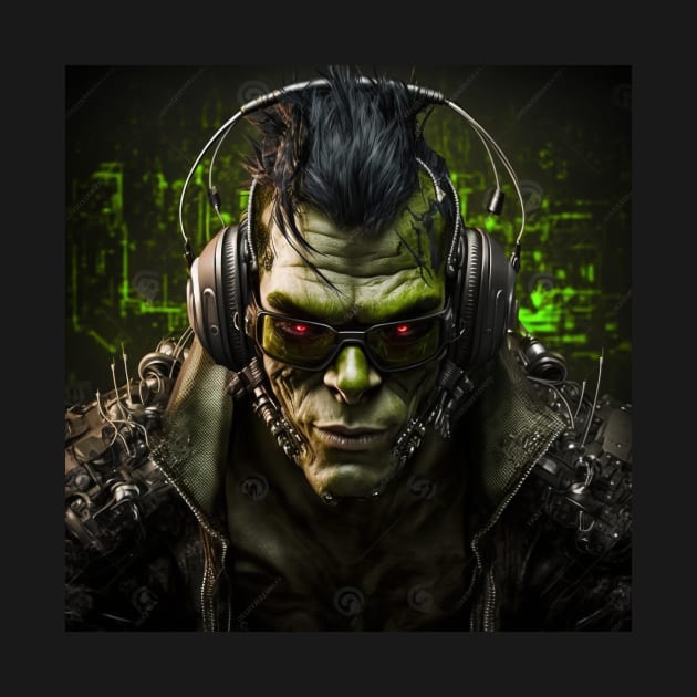 Cyberpunk Orc Gamer by AICreateWorlds