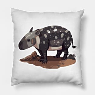 Cute Mountain Tapir Illustration - Adorable Animal Art Pillow