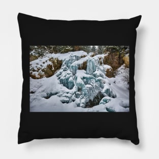 Frozen waterfall in the winter Pillow