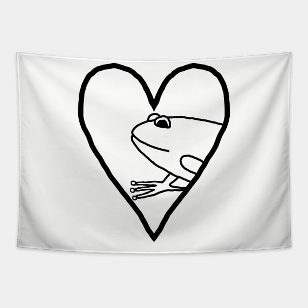 My Valentine Frog Line Drawing Man I love Frogs Tapestry by ellenhenryart